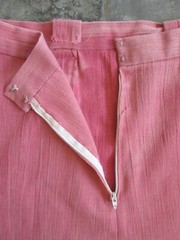 Vintage Skirt 25-inch Waist A-Line Muslin Cotton Coral Pink Deep Pockets Hippy