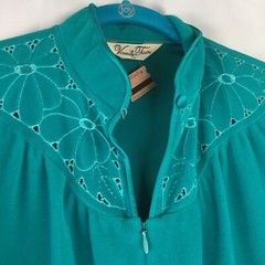 Vintage 70s Vanity Fair Velour 1/2 Zip Housecoat Nightgown Robe Size 14 -M