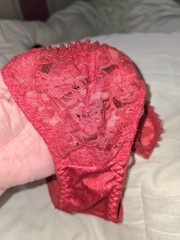 Vintage 70s Van Dale Fantasy Collection String Bikini Red Lace Panties Size 5 S