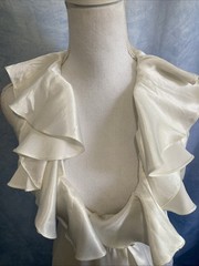 Vintage 70s White Satin Ruffle Halter Overdress TINY XXS Flaws DIY Project As-Is