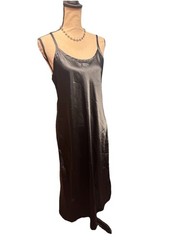Y2K Vintage Gilligan & O’Malley Maxi Slip Dress Large Black Satin Lace Chemise