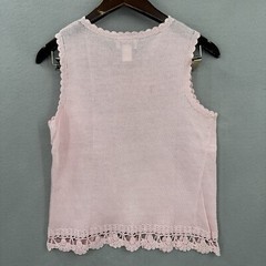 Vintage Lims Sweater Vest Womens Large Floral 3D Appliqué Crochet Knit Pink y2k