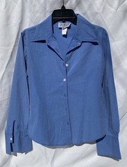 Vintage Ladies Button Up Blouse 100% Cotton By La Belle Size M Light Blue