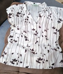 12P Vtg 70s Floral Collared Button Down 1/2 Micro Sleeve Blouse Shirt Size Med