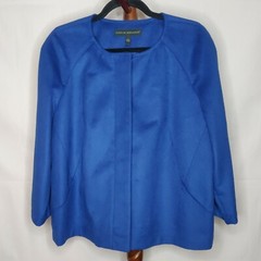 VTG Harve Benard Vintage L lined jacket blue full zip 3/4 sleeve scoop neck