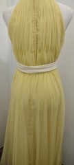 Vintage Kiki Hart NY Two Tone Yellow Chiffon Gown W Trailing Cape Grace Kelly