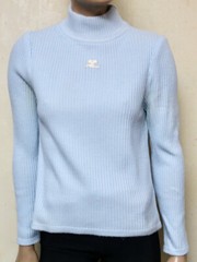 Courrèges vtg MOD MCM turtleneck knit top B Space Age fashion BLUE Courreges
