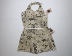 Deadstock Vtg 90s Hilo Hattie Womens XL 2 Piece Hawaiian Skort Halter Top USA