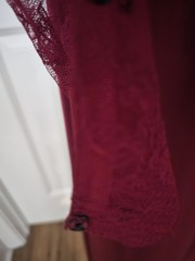 Vintage c1982 Polyester Edwardian Maxi Dress w/Nylon Point d’Esprit Lace in Wine