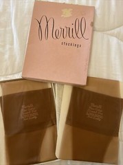 Vtg Box 2 Pr. Merrill Stockings Ladies Boudoir Hosiery 10 1/2 Sparkle Beige R14