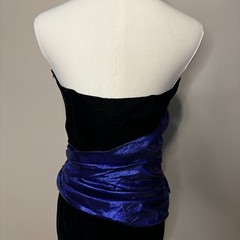 VINTAGE 80s Jessica McClintock Gunne Sax Velvet Metallic Strapless Dress SZ 11