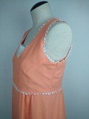 Vintage 70s JCPenney Fashions Women’s Maxi Dress Sz 14 Retro Orange White Lace