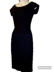 Vintage Black Marilyn Bombshell Wiggle Cocktail Dress Small – 50s