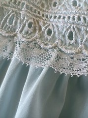 Vintage Nightgown 1970s 1980s Dress Lace pale blue Eyelet beachy Med Large READ