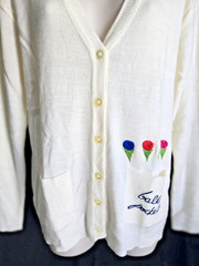 Sporty Preppy Golfcore Vtg 80s Womens Quantum! Cozy Cute Golf Cardigan Sweater L