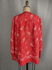 Handmade vintage blouse XL 52″ Bust EXTRA LARGE Nautical red white top tunic