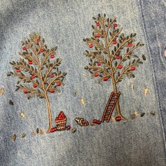 Northern Reflections Vintage 90s Denim Button Front Apple Embroidered Maxi Dress
