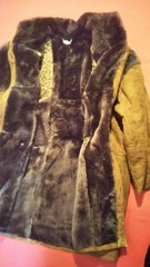 70s Vintage Shearling Mouton Coat Principe Brown Suede Fur XL