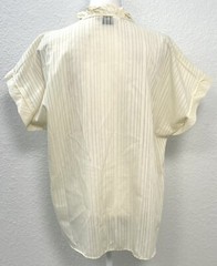 VTG MS BOND Judy Bond Womens 40/8 Ivory Stripe S/S Ruffle Secretary BLOUSE EUC