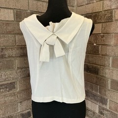 60s VINTAGE Majestic Cream 2-Pc Top Skirt Set Size 8/10 Peter Pan Collar #4602