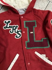 VTG 80’s Varsity Letterman Jacket Wool-Blend Leather-Trim Red Cheerleading S/M