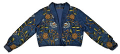 Vintage Jean Jacket New Identity Size L 90s Blue Embroidered Floral No Button