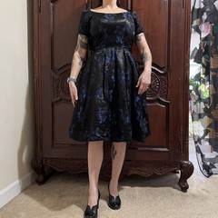 Gorgeous 1950s Vintage Suzy Perette Fit And Flare Black And Blue Party Dress