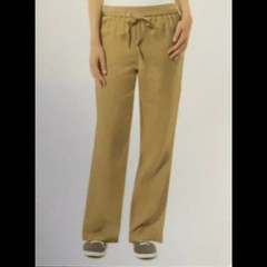 NWT Ellen Tracy 100% Linen Pants Relaxed Drawstring XL Preppy Coastal Grandma