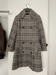 Vintage Womens 70s’ Tailored Grey Plaid Double Breasted Coat (EU34-36)