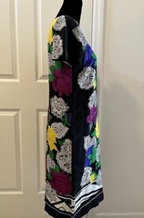 Vintage GENNY Multicolor Floral Silk Dress, Short Sleeves, Made In Italy