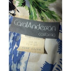 Vintage Carol Anderson Tropical Postcard Midi Dress Resort 80s Retro 13/14