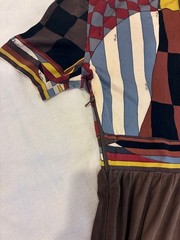 EMILIO PUCCI Back Zipper Dress Silk Blue Geometric Pattern Womens Size10 Vintage