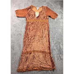 Papillon Maxi Dress Womens XL Burnt Orange NWT Vintage 90s Crushed Velvet Boho