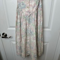 Floral Vintage Prairie Cottagecore Midi Dress Sm Pastel Pink Blue Dropped Waist