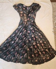 Vintage 90’s Nostalgia Floral Black Rayon M Asymmetrical Hem Huge Sweep! NWT