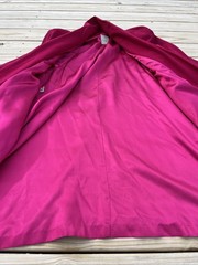 RARE! Vintage Linda Richards Henry Long Pink Wool Trench Coat Cream Overcoat 14
