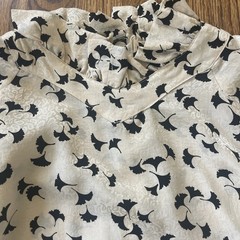 Vintage Jerri Sherman Ginkgo Leaf Cream And Black Pattern Blouse 100% Silk Sz 14