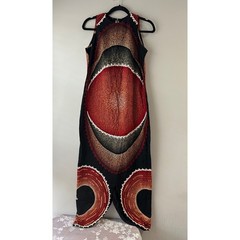 Beachcomber Jamaica Maxi Dress Womens Vintage Red Black Sequin Batik Split Hem