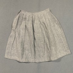 Vintage Twee 70s Heather Gray Wool Pleated A-Line Skirt Side Zip School Girl 22W