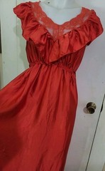 Vintage Ilise Stevens Lacy Red Ruffle Nightgown Sz Small/med Stunning Versatile