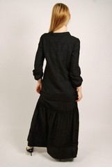 70s Button Up Dress (M) medium black vintage whimsygoth witchy peasant prairie