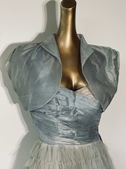 Vintage M/L Volump Cupcake Tiered Blue 1950s Prom Dress