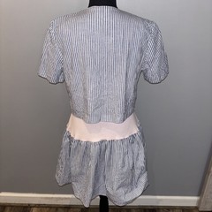 VTG Joni Blair Pink Blue Pinstripes Overlay Jacket Dress Cottagecore 90’s Size 9