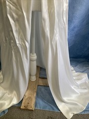 Vintage 70s White Satin Ruffle Halter Overdress TINY XXS Flaws DIY Project As-Is