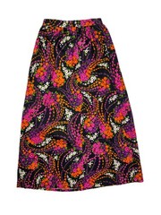 Vintage Barkcloth Floral Skirt Metal Zipper Unbranded Colorful 22″ Waist