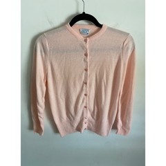Vintage Deadstock Orlon Acrylic Light Pink Button Up Cardigan Sweater Crew Neck