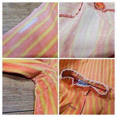 Vintage Marimekko Finland Dress Womens 6 Orange Yellow Stripe Cotton Mod Retro