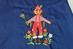 Vintage Shirt Wrap Skirt Set M/L 60s Mod Country Scarecrow Flower Pots OOAK