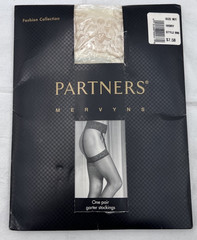 Vintage Pair Of Partners Garter Stockings Size M/T Ivory