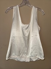 Vintage Escapades Ivory Lace Satin Tank Top Blouse Medium USA Blouse Sleeveless